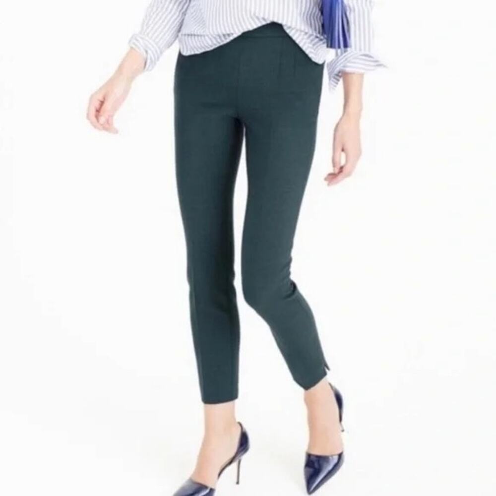 J.Crew Martie Crop Bi Stretch Pullon Ankle Dress Pant Trousers Side Zip 6 Green
